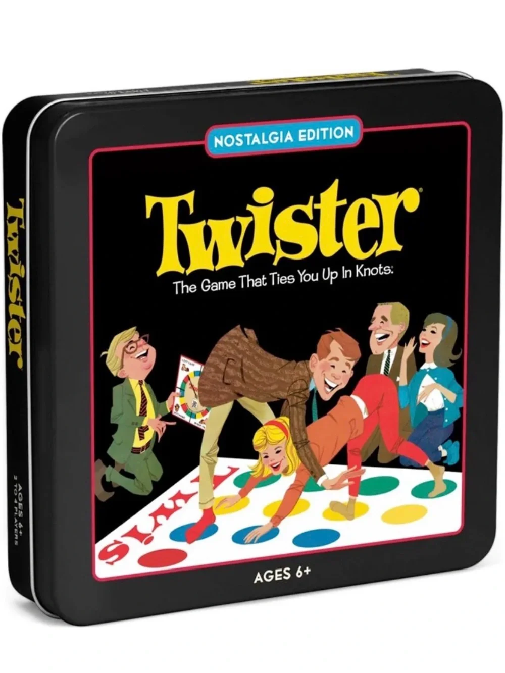 Twister Nostalgia Edition Board Game Vintage Style Tin- NEW/Dent in metal case